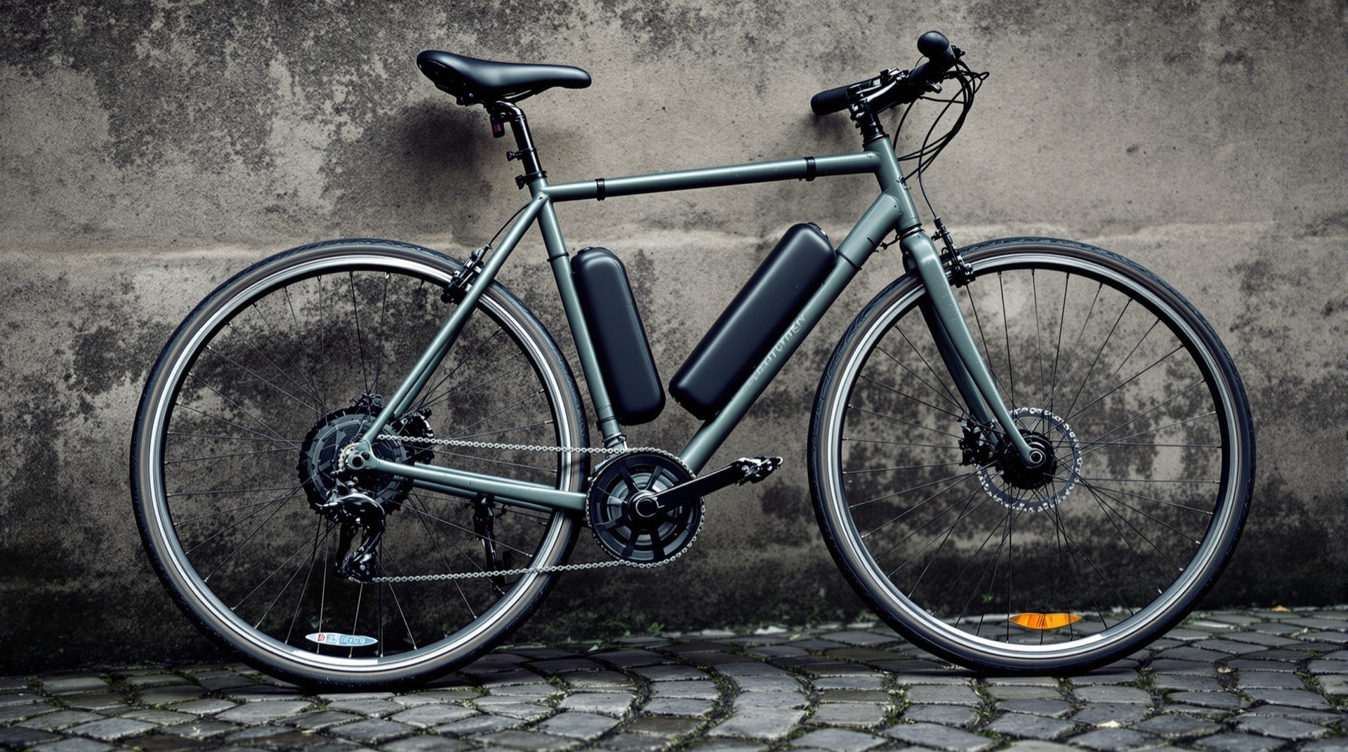 Elektrofahrrad mit Akku am Rahmen an einer Steinmauer – Pedelec-Technik als Thema des Beitrags