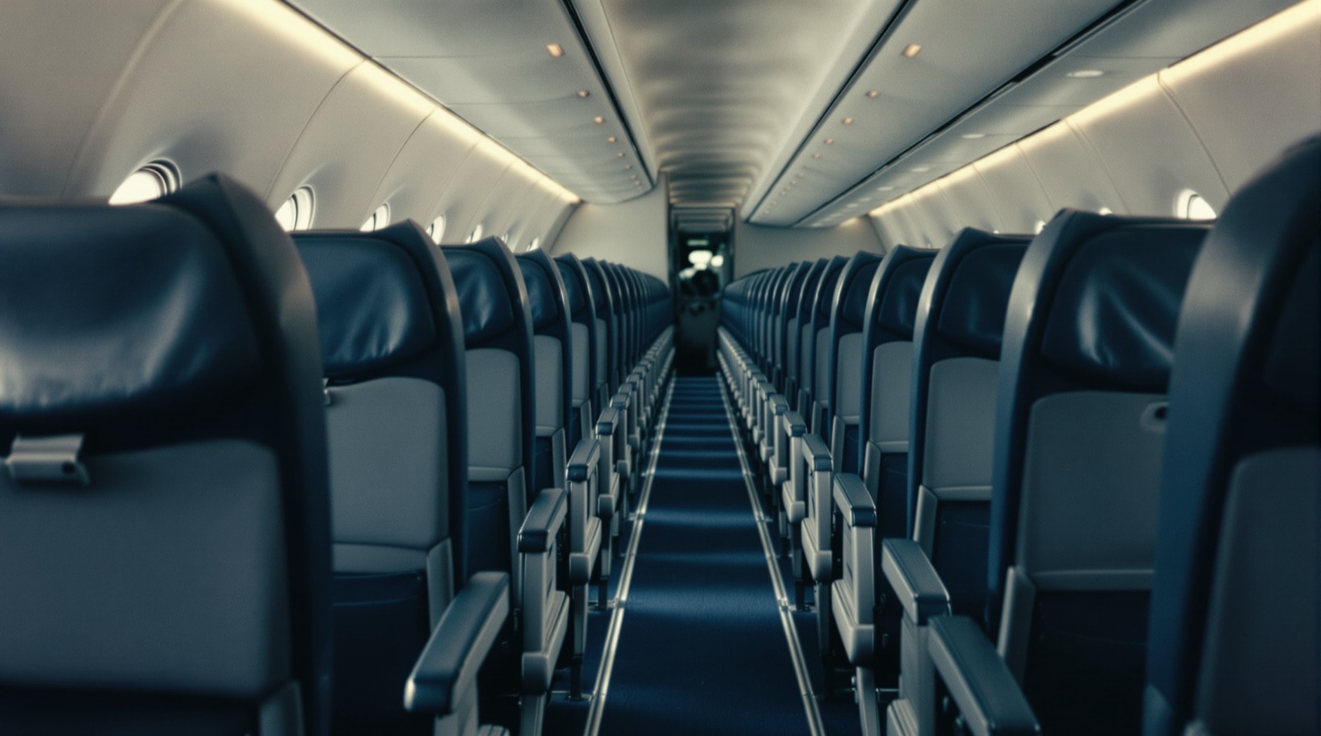 Leerer Kabinengang eines Verkehrsflugzeugs – Sitzplatzwahl und Ausgänge als Thema des Beitrags