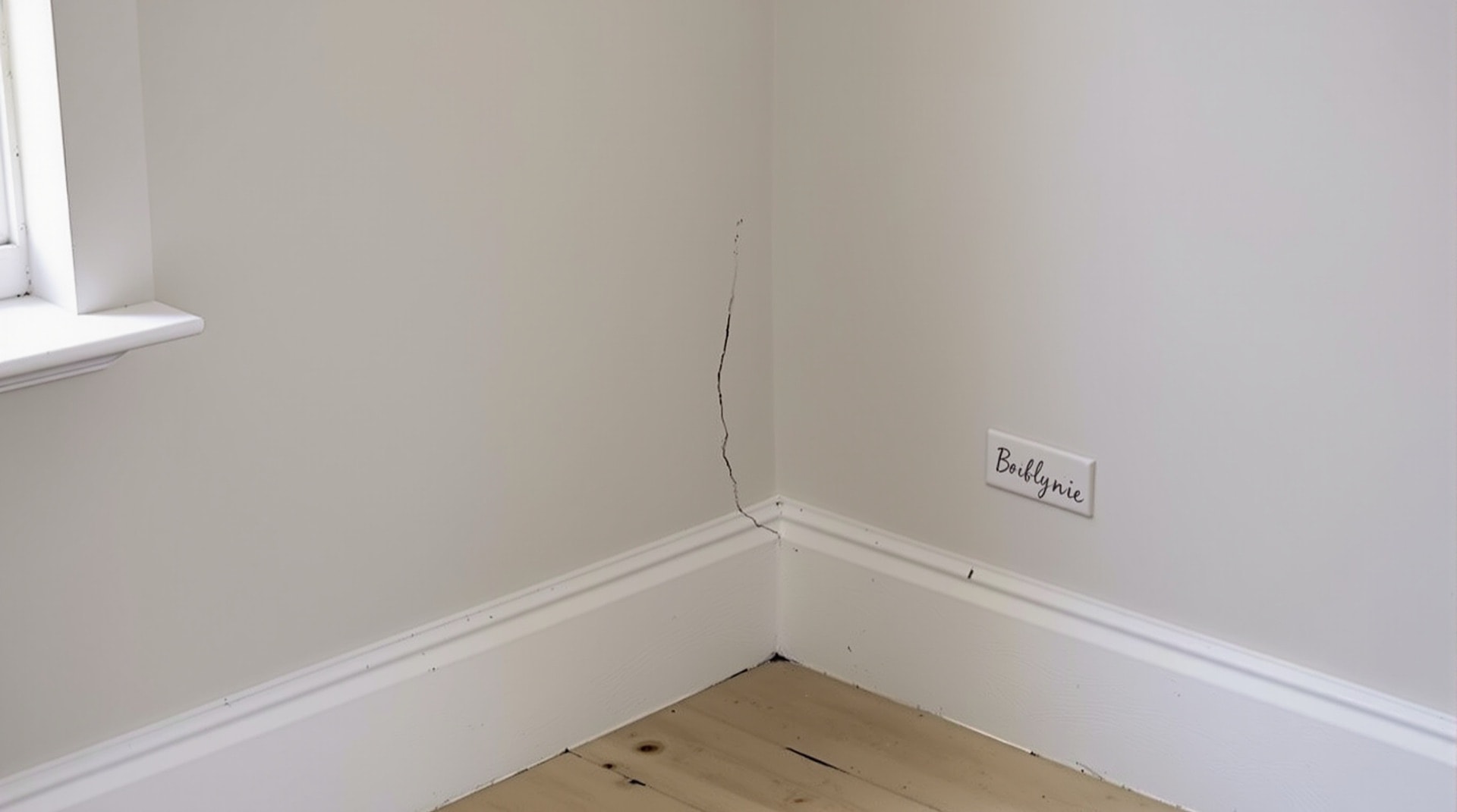 Wandecke mit Feuchtigkeitsspuren in einem leeren Raum – Schimmel als häufigstes Problem im Bereich Immobilien